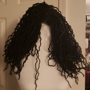 Black Crimped Wave Synthetic Wig